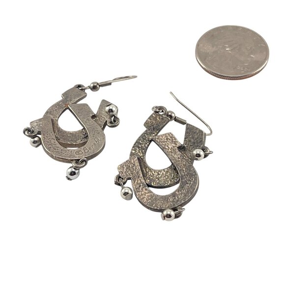Barse Horse Shoe Dangle Earrings By Barse In Silver & Blue - Picture 7 of 10